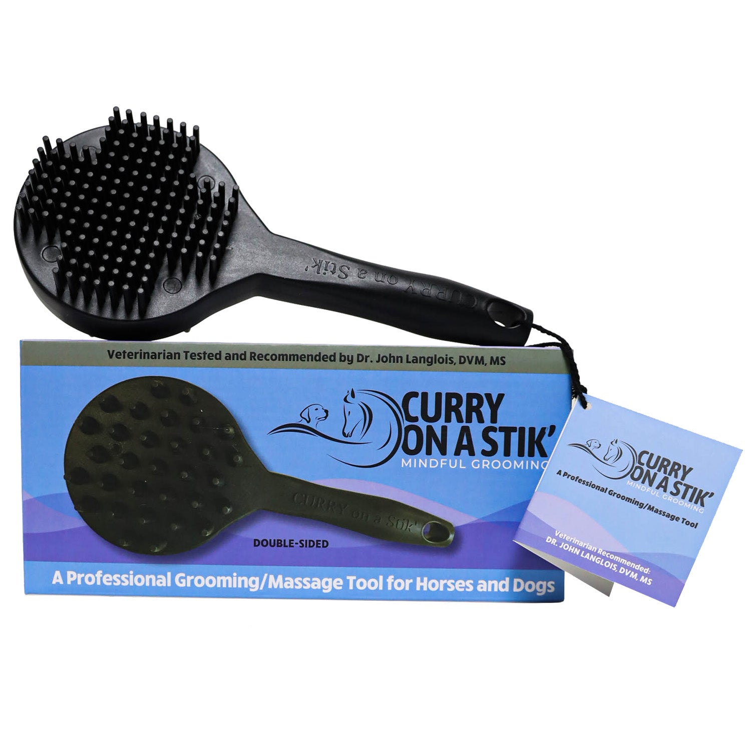 Curry On A Stik' - Therapeutic Curry Comb for Horses, Dogs, and Cats
